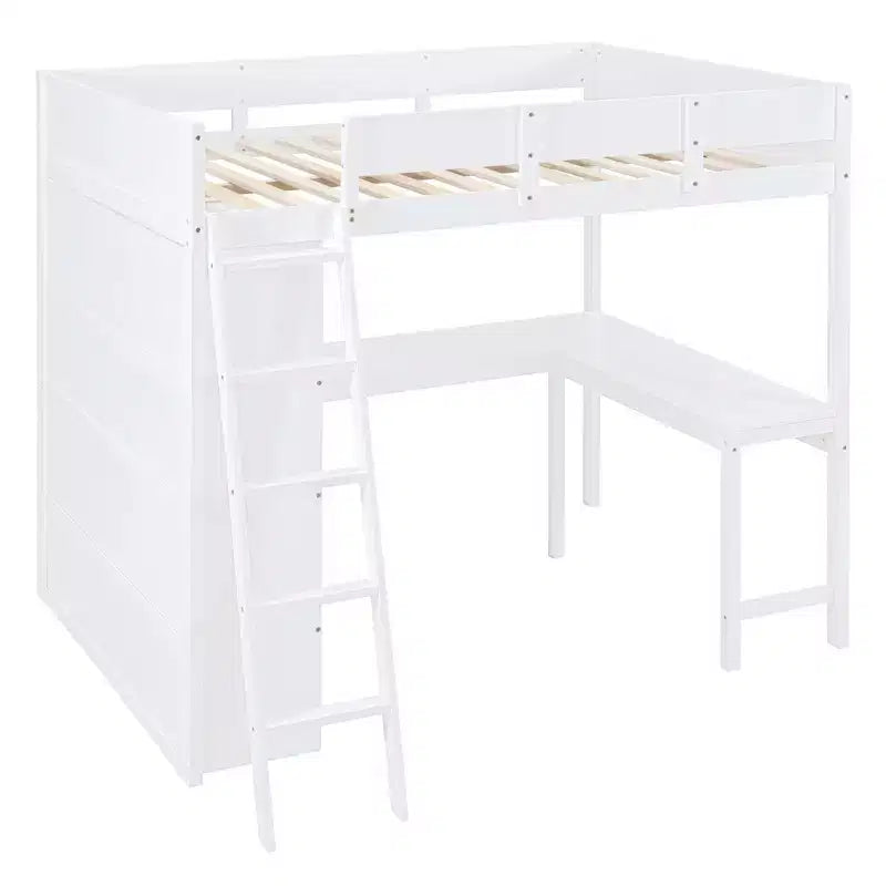 Letto a soppalco full size con scrivania e mensola, design moderno 78L x 57.6W, stabile e sicuro