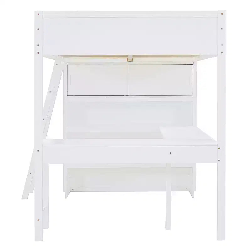 Letto a soppalco full size con scrivania e mensola, design moderno 78L x 57.6W, stabile e sicuro