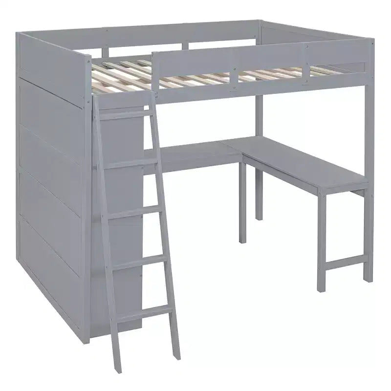 Letto a soppalco full size con scrivania e mensola, design moderno 78L x 57.6W, stabile e sicuro