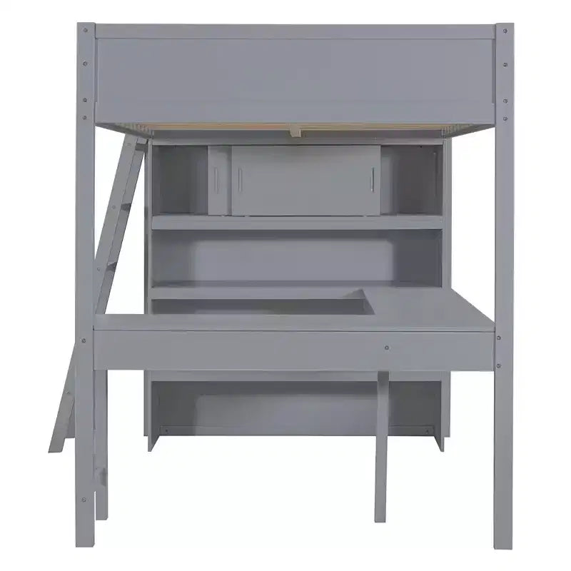 Letto a soppalco full size con scrivania e mensola, design moderno 78L x 57.6W, stabile e sicuro