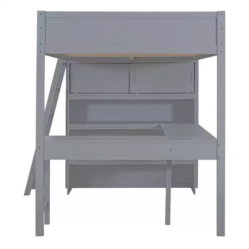 Letto a soppalco full size con scrivania e mensola, design moderno 78L x 57.6W, stabile e sicuro
