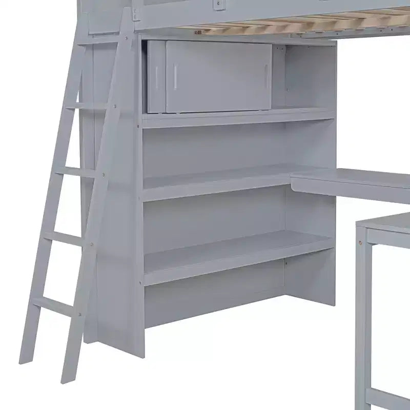 Letto a soppalco full size con scrivania e mensola, design moderno 78L x 57.6W, stabile e sicuro
