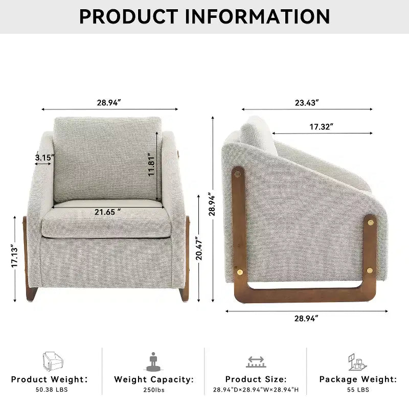 Bernie Chenille Upholstered Accent Chair with Wooden Side Frame and Nailhead Trim