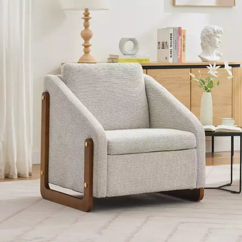GDFStudio Bernie Chenille Upholstered Accent Chair with Wooden Side Frame and Nailhead Trim