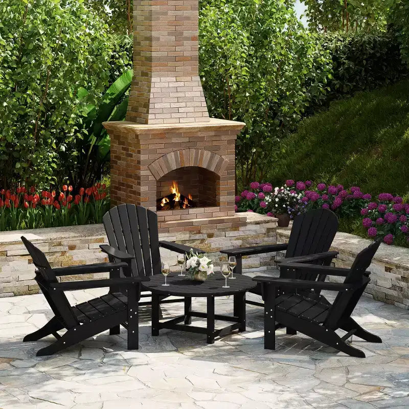 WestinTrends Dylan Set da conversazione da 5 pezzi per patio da esterno con sedia Adirondack in HDPE e tavolino da caffè rotondo