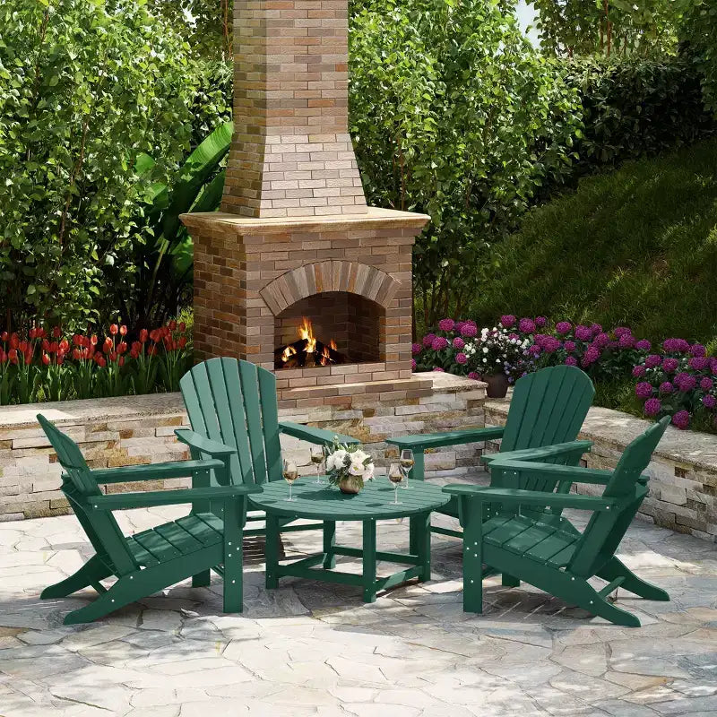 WestinTrends Dylan Set da conversazione da 5 pezzi per patio da esterno con sedia Adirondack in HDPE e tavolino da caffè rotondo