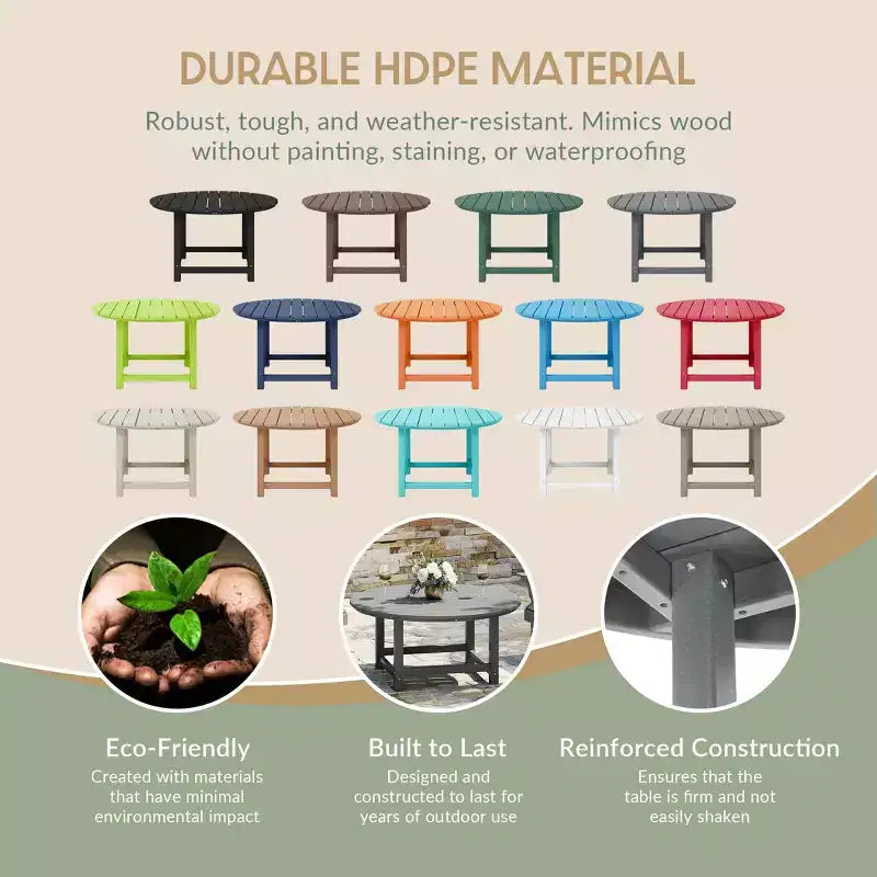 WestinTrends Dylan Set da conversazione da 5 pezzi per patio da esterno con sedia Adirondack in HDPE e tavolino da caffè rotondo