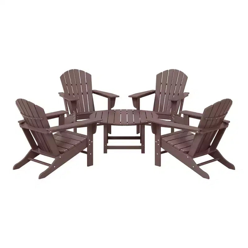 WestinTrends Dylan Set da conversazione da 5 pezzi per patio da esterno con sedia Adirondack in HDPE e tavolino da caffè rotondo