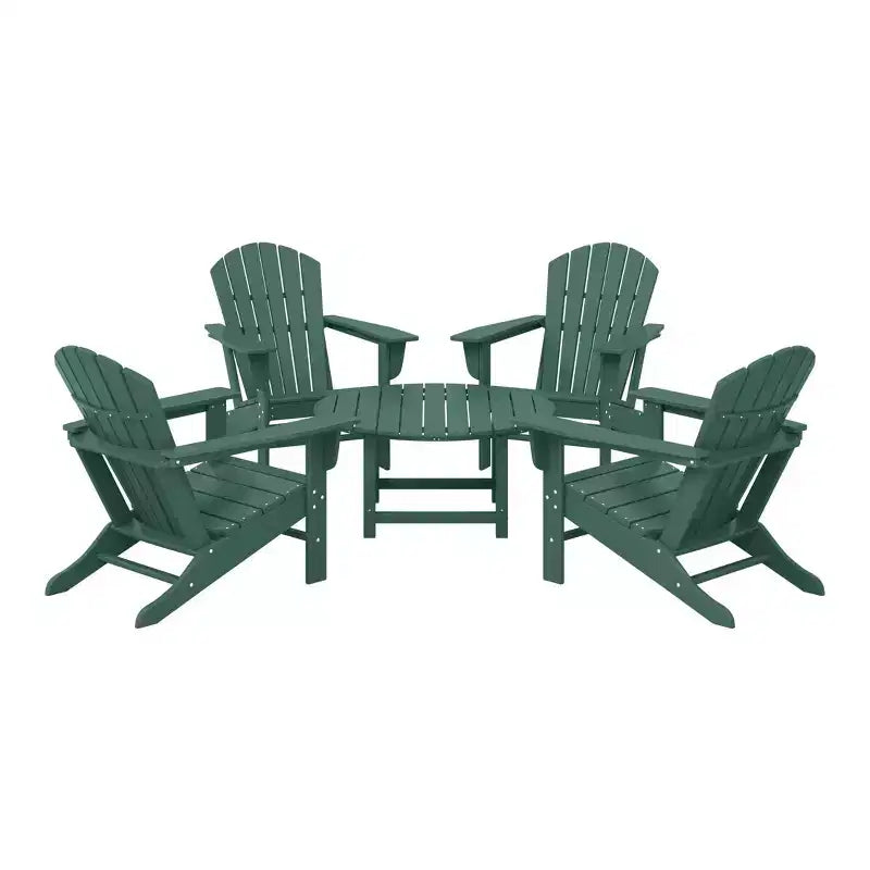 WestinTrends Dylan Set da conversazione da 5 pezzi per patio da esterno con sedia Adirondack in HDPE e tavolino da caffè rotondo