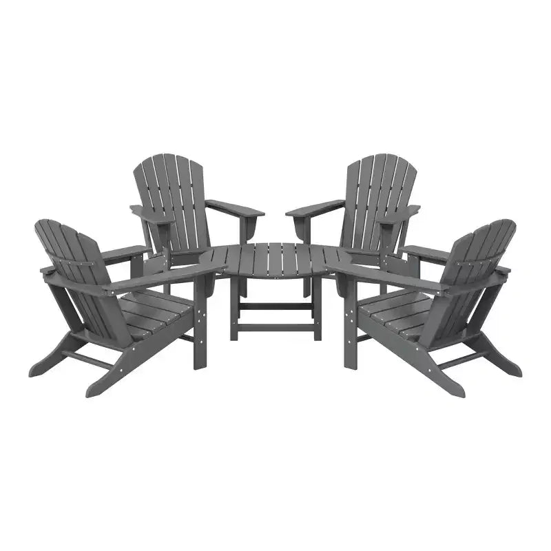 WestinTrends Dylan Set da conversazione da 5 pezzi per patio da esterno con sedia Adirondack in HDPE e tavolino da caffè rotondo
