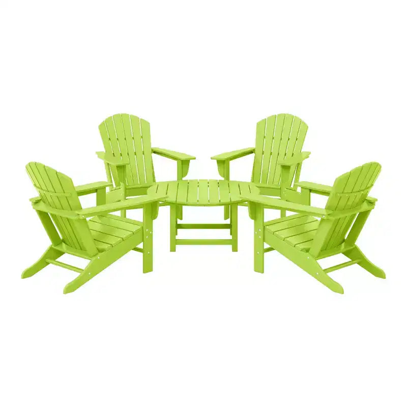 WestinTrends Dylan Set da conversazione da 5 pezzi per patio da esterno con sedia Adirondack in HDPE e tavolino da caffè rotondo