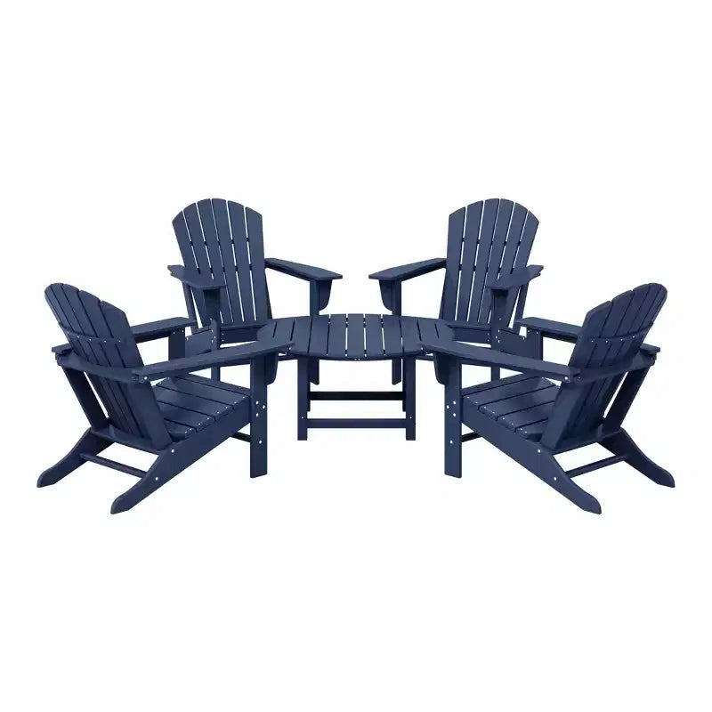 WestinTrends Dylan Set da conversazione da 5 pezzi per patio da esterno con sedia Adirondack in HDPE e tavolino da caffè rotondo