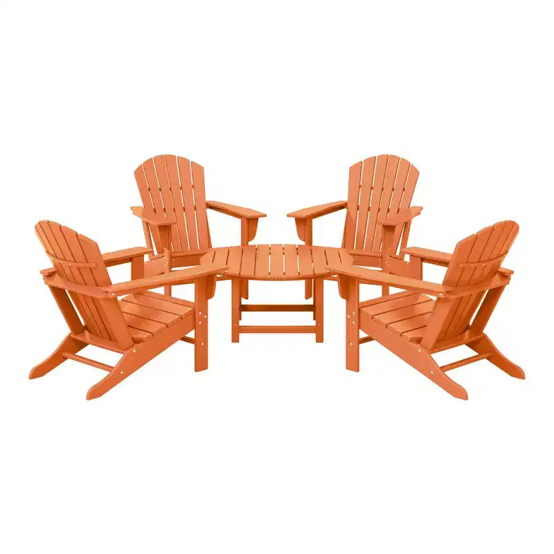 WestinTrends Dylan Set da conversazione da 5 pezzi per patio da esterno con sedia Adirondack in HDPE e tavolino da caffè rotondo