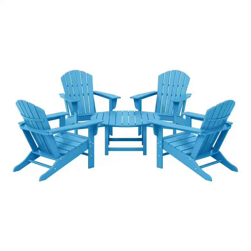WestinTrends Dylan Set da conversazione da 5 pezzi per patio da esterno con sedia Adirondack in HDPE e tavolino da caffè rotondo