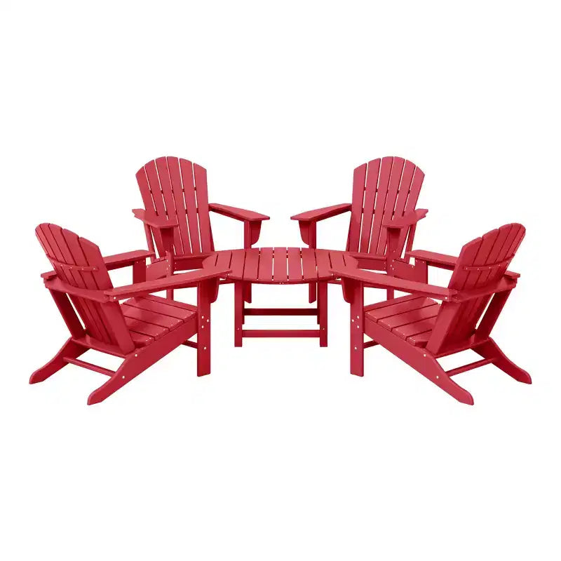 WestinTrends Dylan Set da conversazione da 5 pezzi per patio da esterno con sedia Adirondack in HDPE e tavolino da caffè rotondo