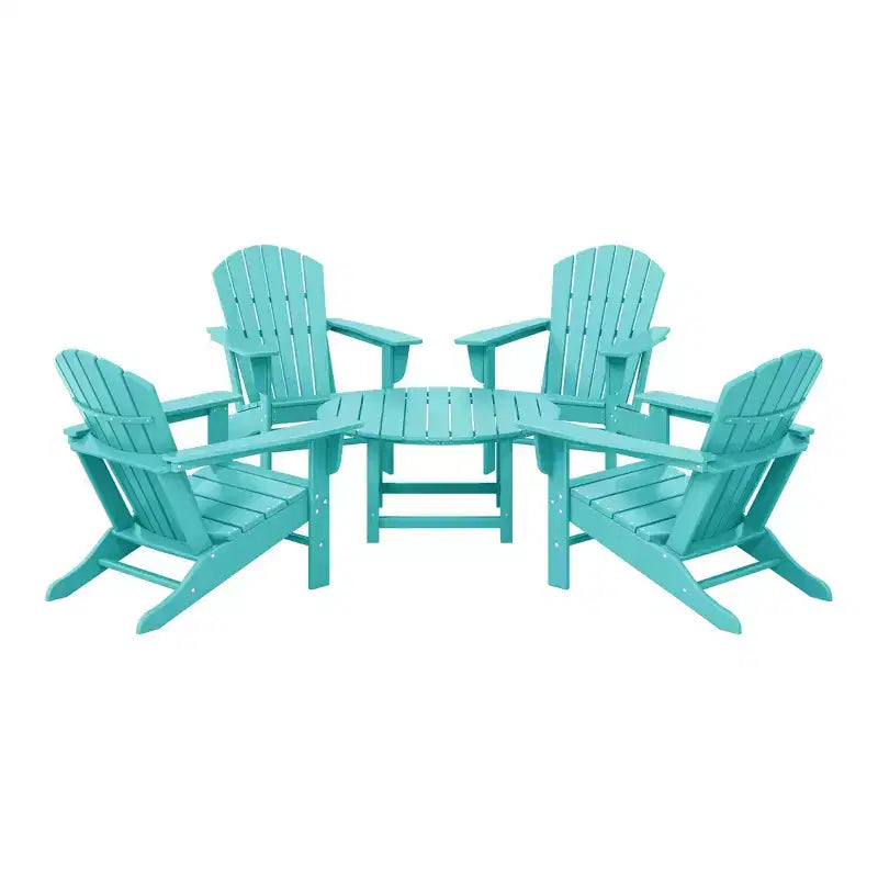 WestinTrends Dylan Set da conversazione da 5 pezzi per patio da esterno con sedia Adirondack in HDPE e tavolino da caffè rotondo