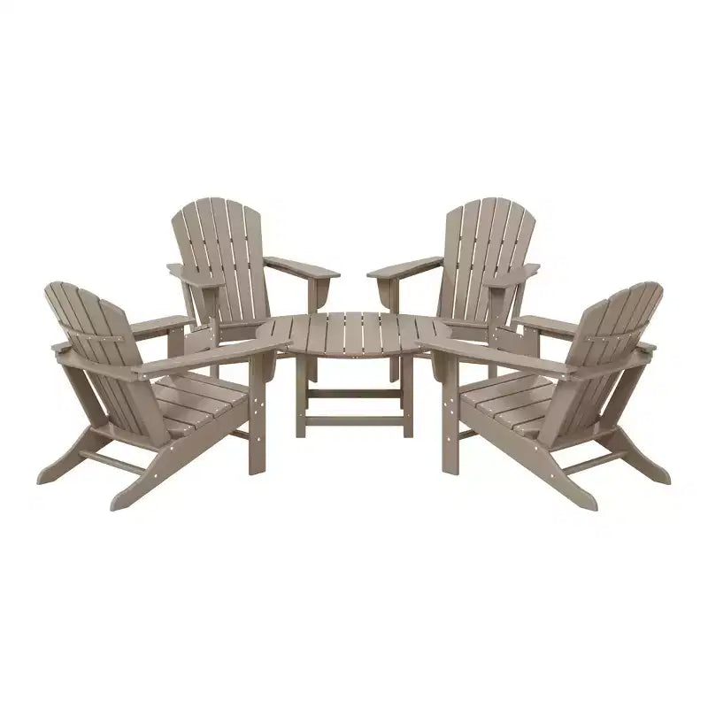 WestinTrends Dylan Set da conversazione da 5 pezzi per patio da esterno con sedia Adirondack in HDPE e tavolino da caffè rotondo