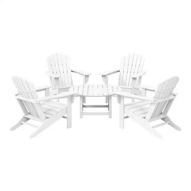WestinTrends Dylan Set da conversazione da 5 pezzi per patio da esterno con sedia Adirondack in HDPE e tavolino da caffè rotondo