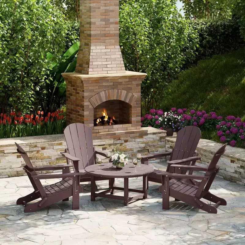 WestinTrends Malibu Set da conversazione da esterno pieghevole a 5 pezzi in HDPE con sedia Adirondack
