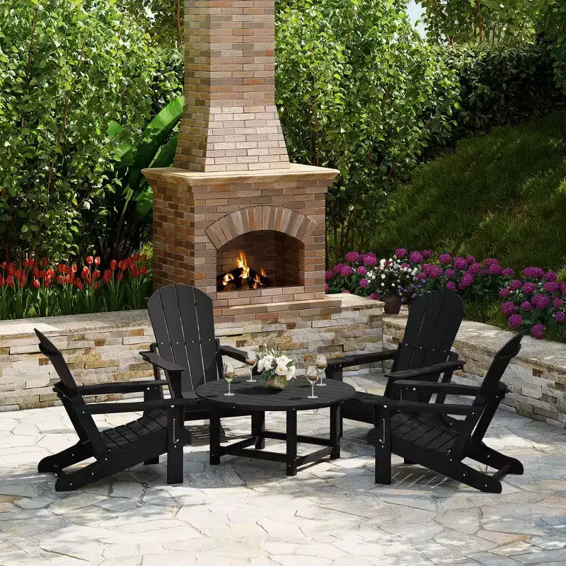 WestinTrends Malibu Set da conversazione da esterno pieghevole a 5 pezzi in HDPE con sedia Adirondack