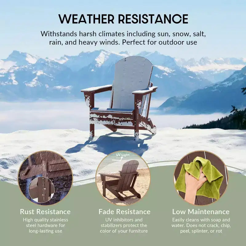 WestinTrends Malibu Set da conversazione da esterno pieghevole a 5 pezzi in HDPE con sedia Adirondack