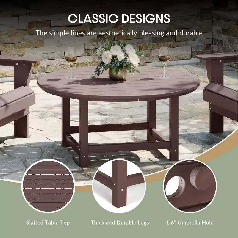 WestinTrends Malibu Set da conversazione da esterno pieghevole a 5 pezzi in HDPE con sedia Adirondack