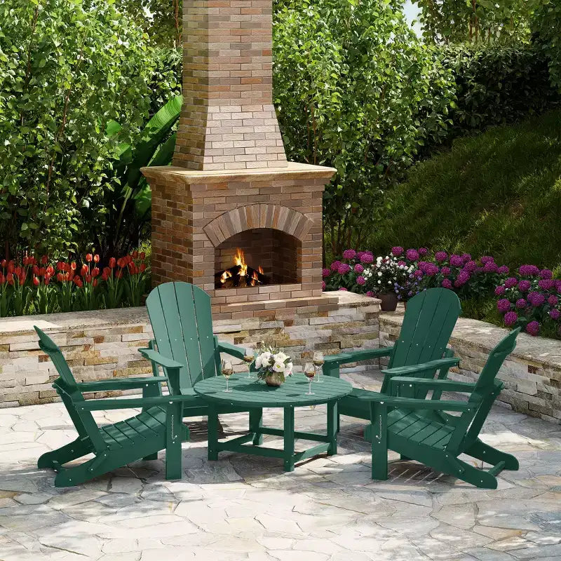 WestinTrends Malibu Set da conversazione da esterno pieghevole a 5 pezzi in HDPE con sedia Adirondack