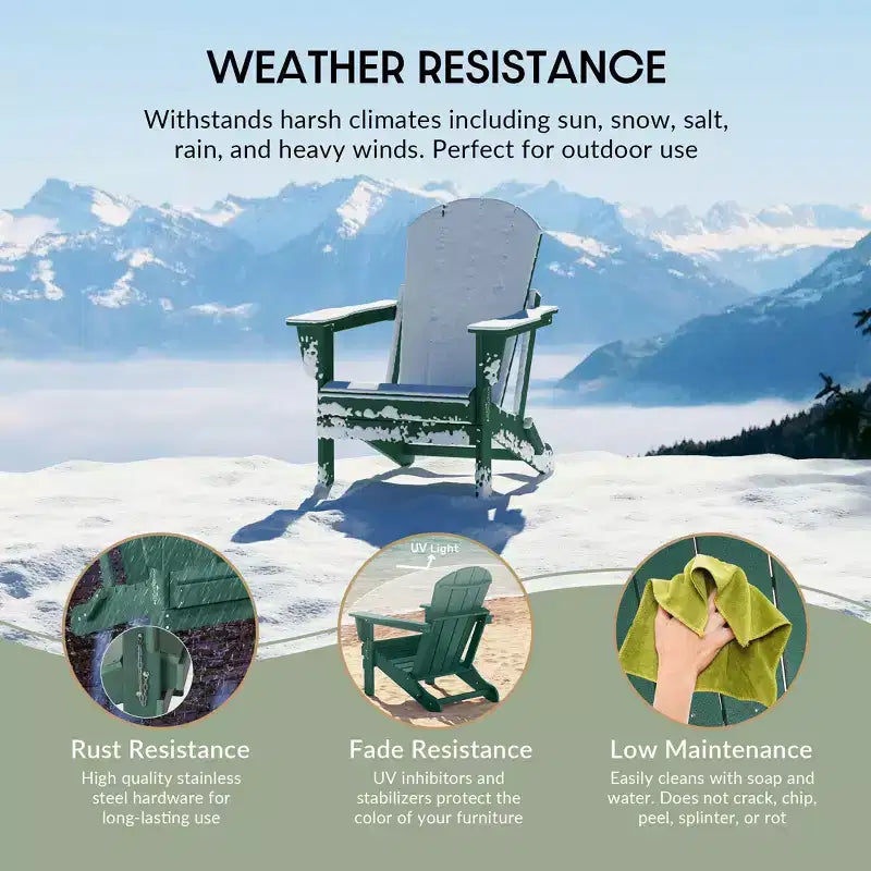 WestinTrends Malibu Set da conversazione da esterno pieghevole a 5 pezzi in HDPE con sedia Adirondack