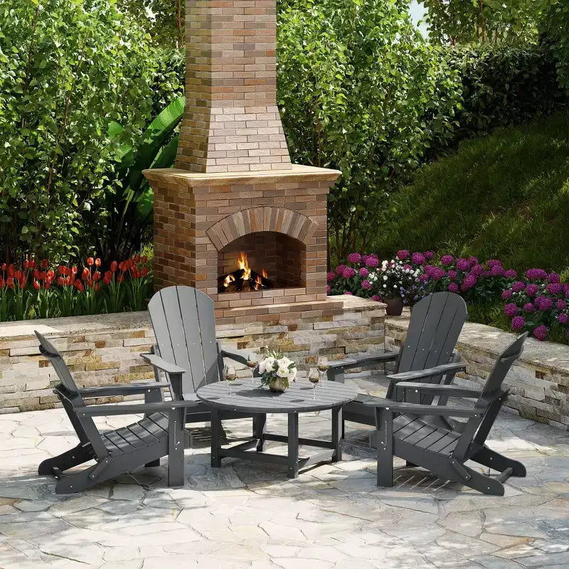 WestinTrends Malibu Set da conversazione da esterno pieghevole a 5 pezzi in HDPE con sedia Adirondack