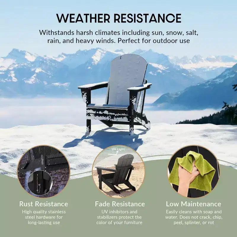 WestinTrends Malibu Set da conversazione da esterno pieghevole a 5 pezzi in HDPE con sedia Adirondack