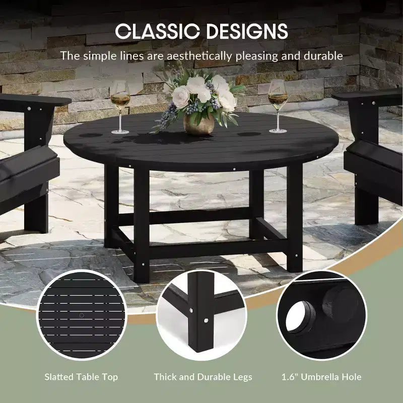 WestinTrends Malibu Set da conversazione da esterno pieghevole a 5 pezzi in HDPE con sedia Adirondack