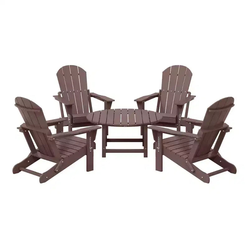 WestinTrends Malibu Set da conversazione da esterno pieghevole a 5 pezzi in HDPE con sedia Adirondack