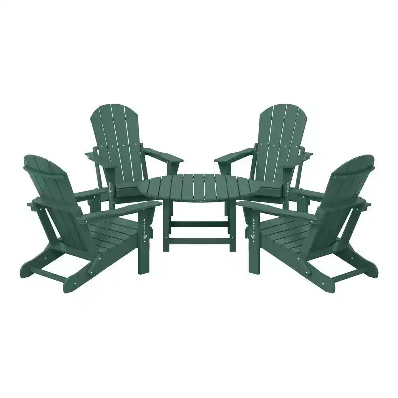 WestinTrends Malibu Set da conversazione da esterno pieghevole a 5 pezzi in HDPE con sedia Adirondack