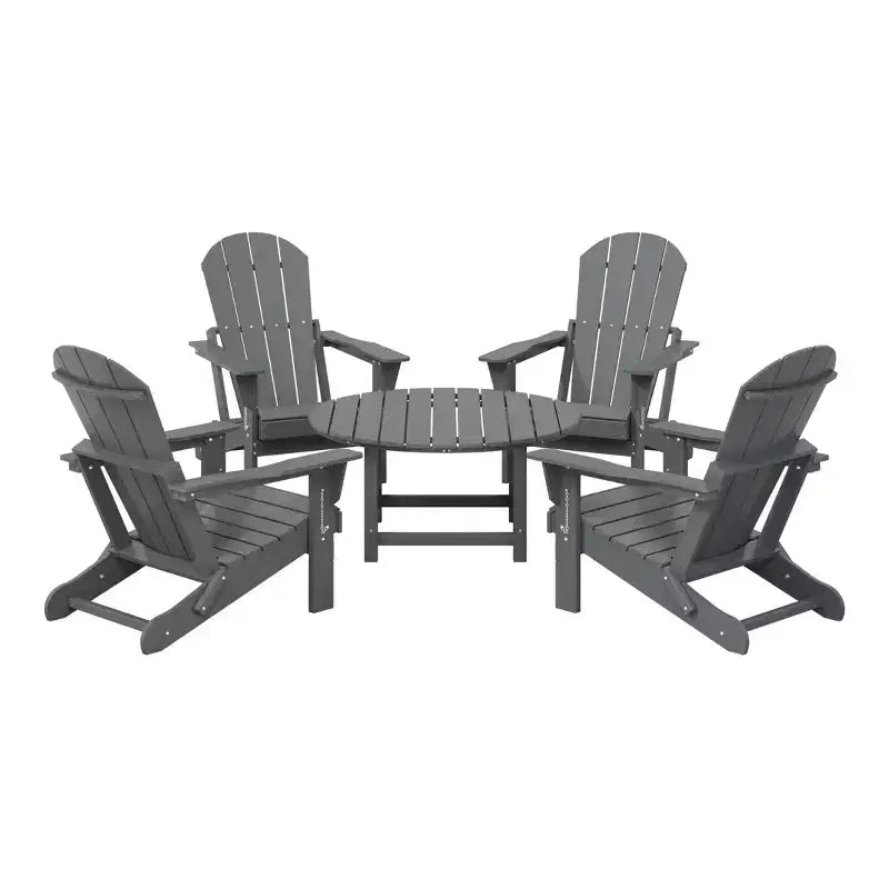 WestinTrends Malibu Set da conversazione da esterno pieghevole a 5 pezzi in HDPE con sedia Adirondack