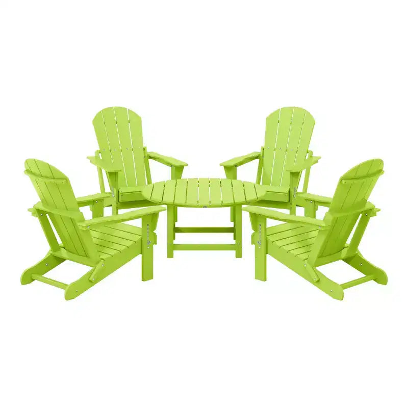 WestinTrends Malibu Set da conversazione da esterno pieghevole a 5 pezzi in HDPE con sedia Adirondack