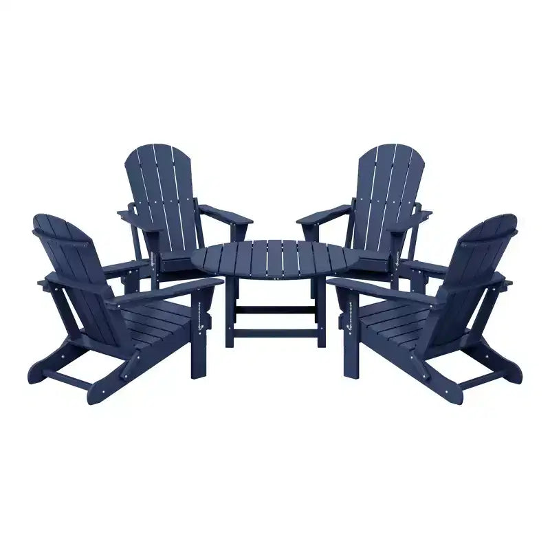 WestinTrends Malibu Set da conversazione da esterno pieghevole a 5 pezzi in HDPE con sedia Adirondack