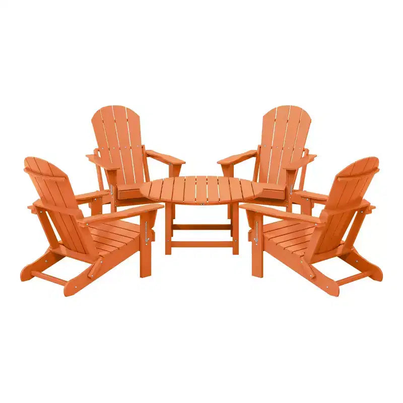 WestinTrends Malibu Set da conversazione da esterno pieghevole a 5 pezzi in HDPE con sedia Adirondack