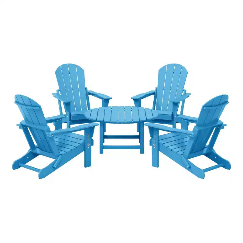 WestinTrends Malibu Set da conversazione da esterno pieghevole a 5 pezzi in HDPE con sedia Adirondack