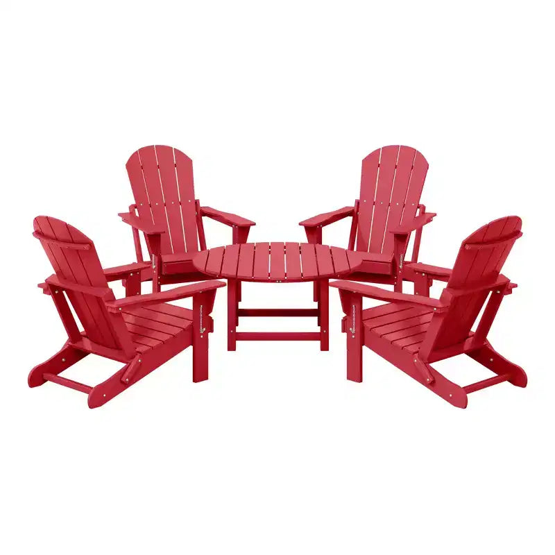 WestinTrends Malibu Set da conversazione da esterno pieghevole a 5 pezzi in HDPE con sedia Adirondack