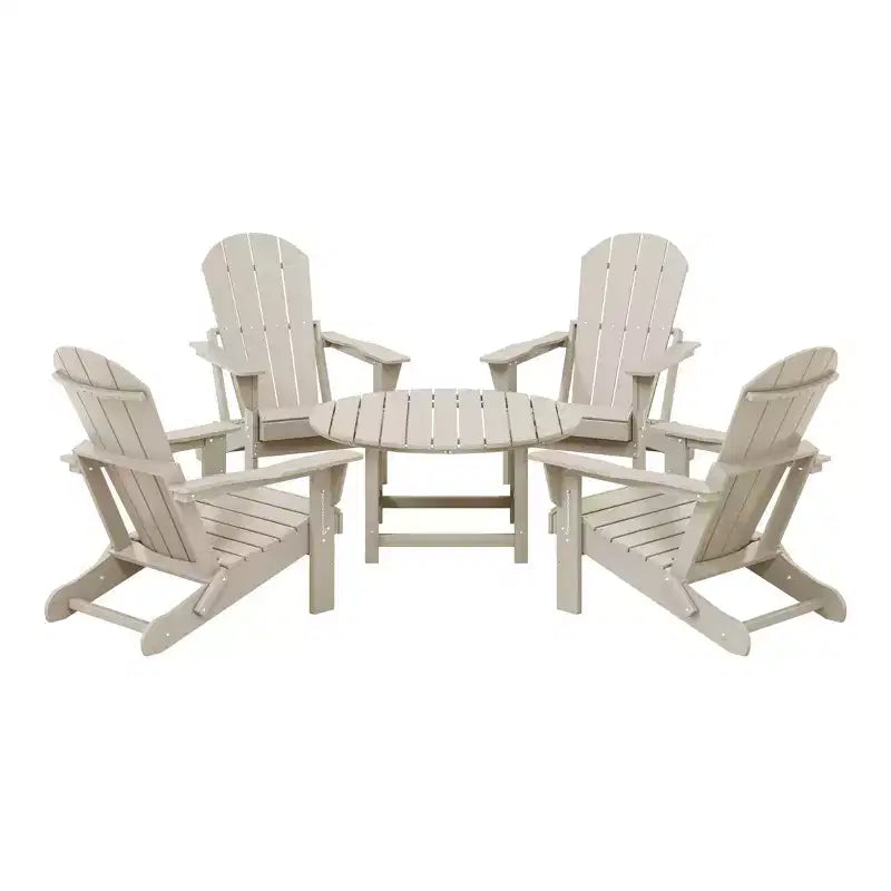 WestinTrends Malibu Set da conversazione da esterno pieghevole a 5 pezzi in HDPE con sedia Adirondack