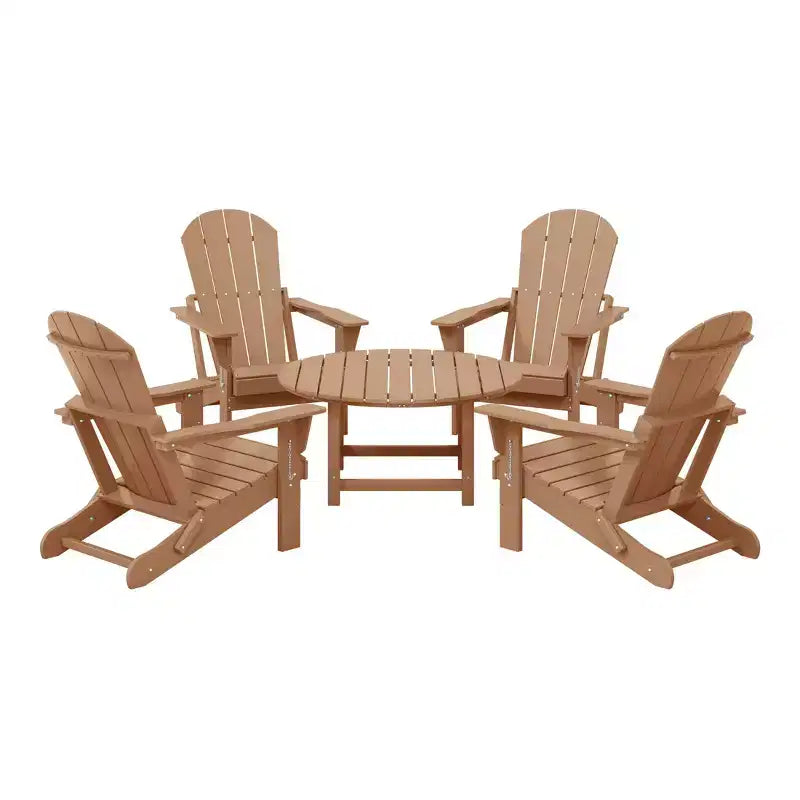 WestinTrends Malibu Set da conversazione da esterno pieghevole a 5 pezzi in HDPE con sedia Adirondack