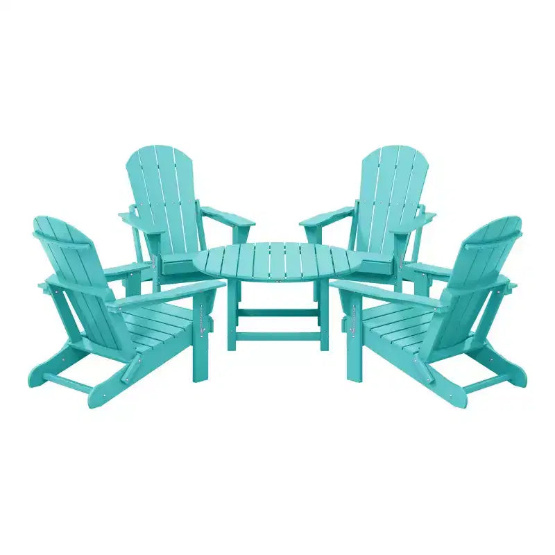 WestinTrends Malibu Set da conversazione da esterno pieghevole a 5 pezzi in HDPE con sedia Adirondack