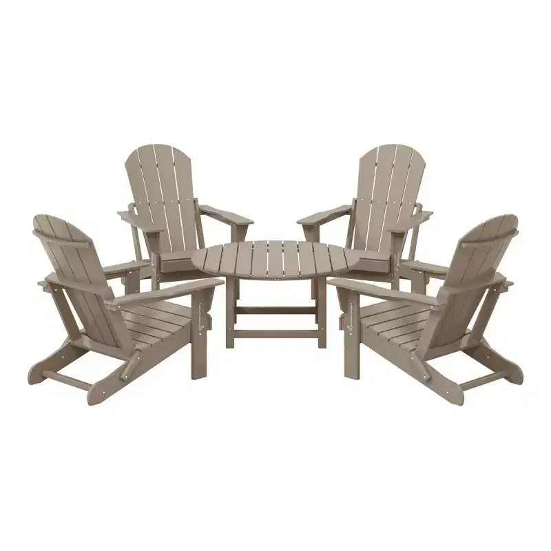 WestinTrends Malibu Set da conversazione da esterno pieghevole a 5 pezzi in HDPE con sedia Adirondack