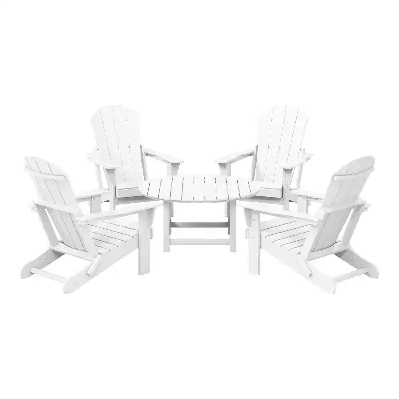 WestinTrends Malibu Set da conversazione da esterno pieghevole a 5 pezzi in HDPE con sedia Adirondack