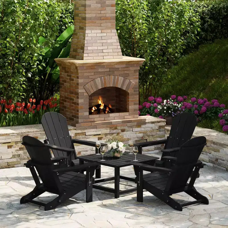 WestinTrends Malibu Set Conversazione da Esterno da 5 Pezzi con Tavolo Quadrato e Sedie Adirondack in HDPE