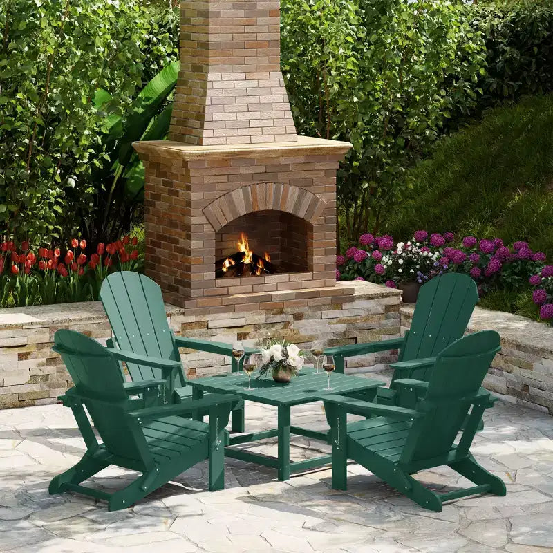 WestinTrends Malibu Set Conversazione da Esterno da 5 Pezzi con Tavolo Quadrato e Sedie Adirondack in HDPE