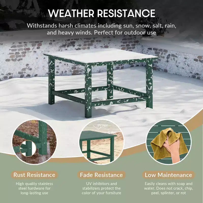 WestinTrends Malibu Set Conversazione da Esterno da 5 Pezzi con Tavolo Quadrato e Sedie Adirondack in HDPE