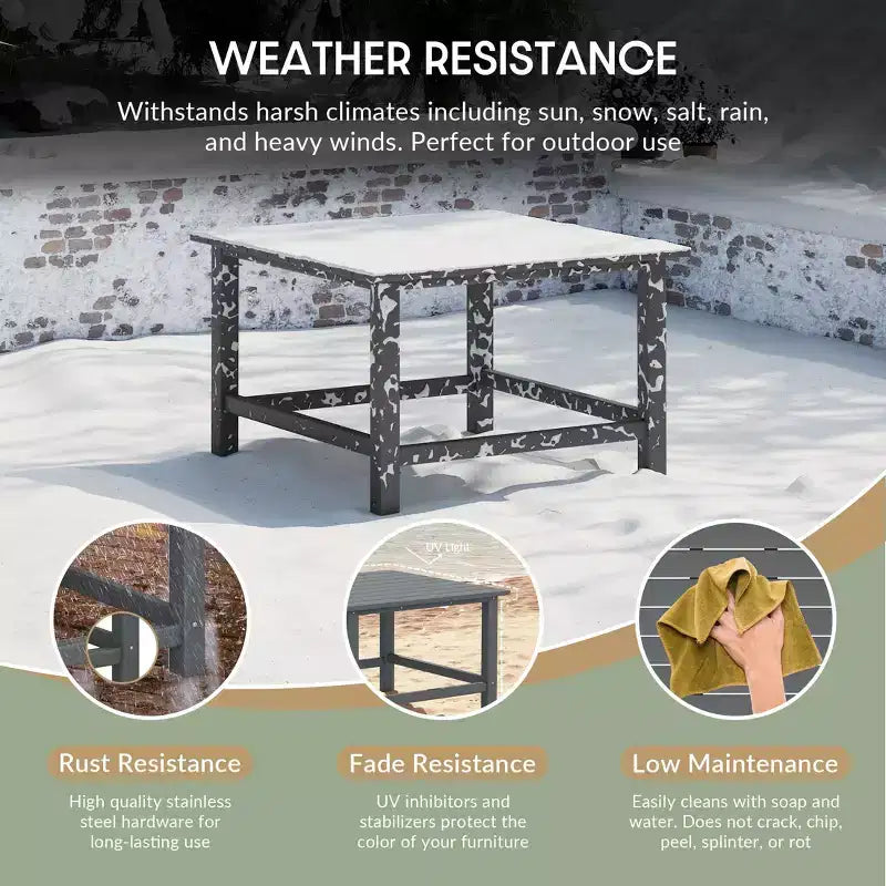 WestinTrends Malibu Set Conversazione da Esterno da 5 Pezzi con Tavolo Quadrato e Sedie Adirondack in HDPE