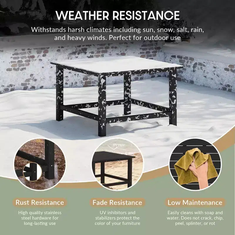 WestinTrends Malibu Set Conversazione da Esterno da 5 Pezzi con Tavolo Quadrato e Sedie Adirondack in HDPE