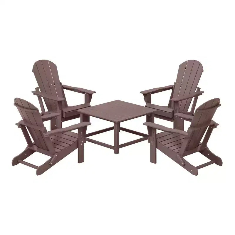 WestinTrends Malibu Set Conversazione da Esterno da 5 Pezzi con Tavolo Quadrato e Sedie Adirondack in HDPE